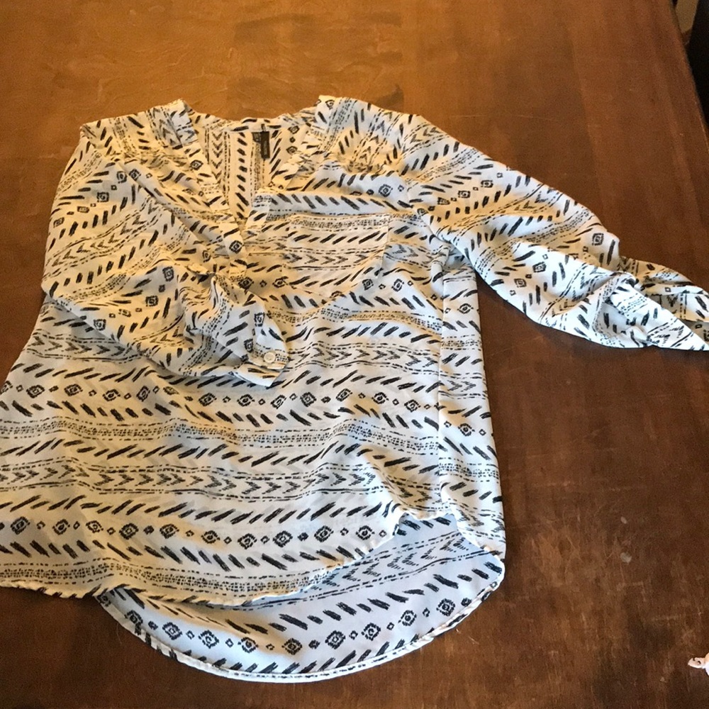 White a black blouse